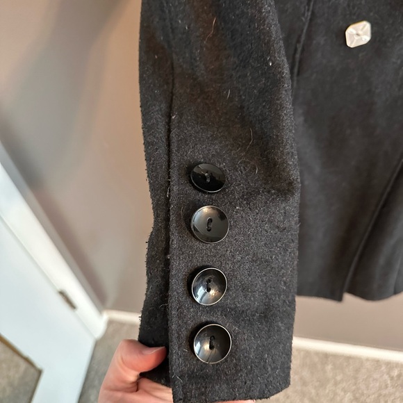 Eclectic Button Pea Coat - Forever 21 Small - Charcoal grey - military style - Picture 4 of 6